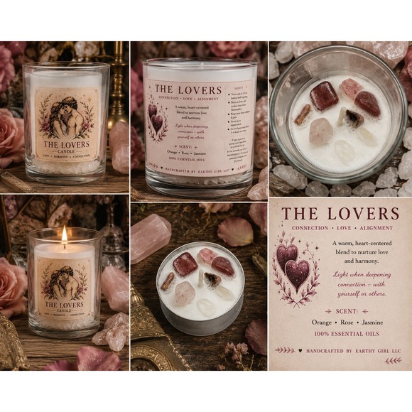 Earthy Girl LLC Other - The Lovers Tarot Tea Light Candle Set